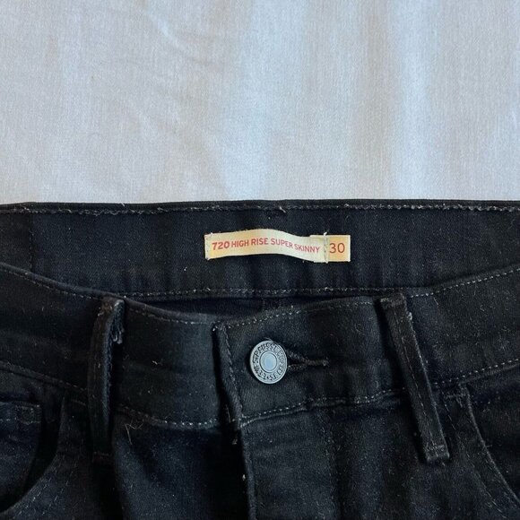 Levis Womens Pants 720 High Rise Super Skinny Black Jeans Size 30 - Picture 5 of 8